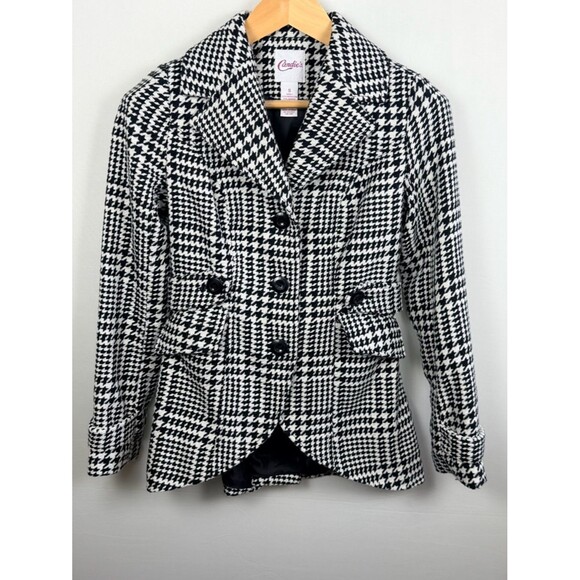 Candie's Jackets & Blazers - Candie's Houndstooth Coat Jacket Small Black White Academia Preppy